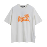 Summer trendy short-sleeve tee with back logo print - couple's fashion