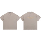 essential double line fog shorts icon laminated stereo letter round neck couple pullover