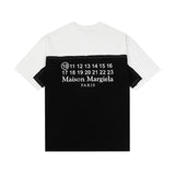 Black and white color-blocked, contrast letter print, 100% cotton, crew neck short-sleeve tee