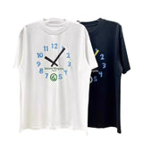 Clock print crew neck t-shirt - imported digital direct-to-garment printing, short sleeve