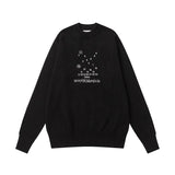 Embroidered letter crew neck long sleeve cotton sweater
