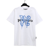 Cross-border pa spray-painted letter short-sleeved palm tree fog high street graffiti logo t