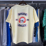 Rhude T Shirts Flame Death Knight Skull Print Cotton Casual Short Sleeve Men and Women