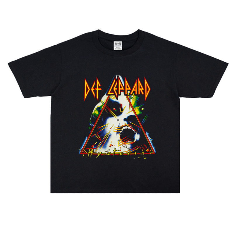 Rock Star T Shirt Def Leppard Band Printed T-shirt Loose Short Sleeve