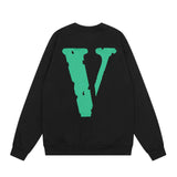 Vlone Sweatshirts Autumn and Winter Letter Big V Pattern Crew Neck