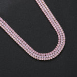 Zircon necklace pink zirconium tennis chain