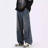 Unisex Jeans Vintage Blue Wide Leg Jeans Loose Straight