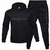 Tommy T Hoodie Fall Winter Men Fleece-Lined Hoodie Suit Printing Solid Color Hoodie Sports