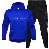 Tommy T Hoodie Fall Winter Men Fleece-Lined Hoodie Suit Printing Solid Color Hoodie Sports