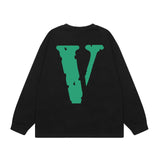 Vlone Sweatshirts Autumn and Winter Green Big V Letter Crew Neck