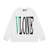 Vlone Sweatshirts Autumn and Winter Green Big V Letter Crew Neck