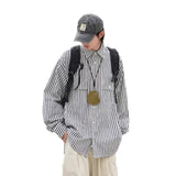 Unisex Baseball Jersey Vertical Striped Shirt Vintage Loose Couple Lining Clothes