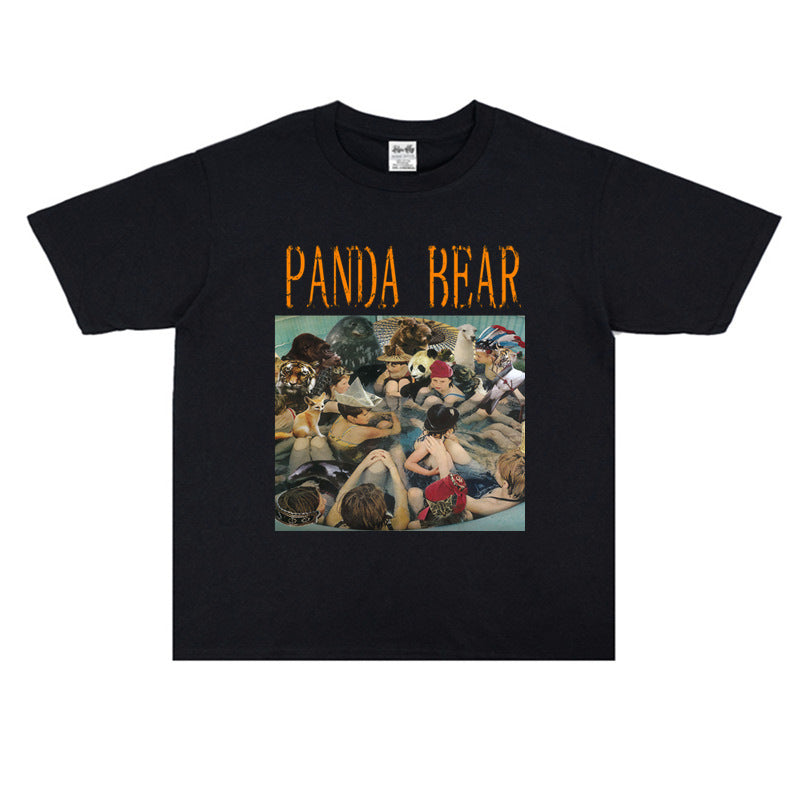 Rock Star T Shirt Beauty Panda Bear Band T-shirt Men and Women