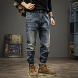 Unisex Jeans Spring/Autumn Vintage Ripped Jeans Straight Pants