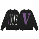 Vlone Sweatshirts Autumn and Winter Letter Big V Pattern Crew Neck