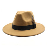 Walter White Hats Fashion Couple Feather Woolen Top Hat Flat Brim Big Brim Jazz Hat