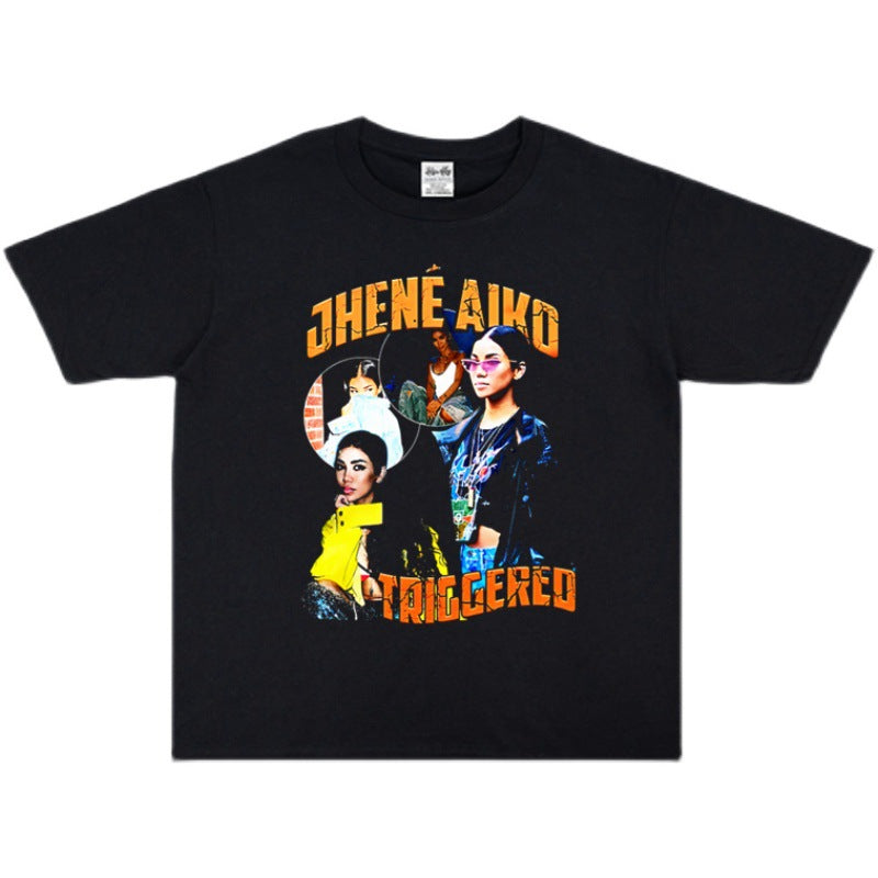 Rock Star T Shirt Rapper Jhene Aiko Personalized Printed T-shirt Short Sleeve Loose Cotton