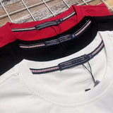 Tommy T Shirts Tommy Red Mosaic Embroidered Couple Soft round Neck Short Sleeve T-shirt