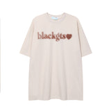 After Prom Shirt Summer Love Letter Printed round Neck Short Sleeve Loose T-shirt Cotton