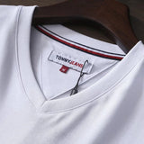Tommy T Shirts Tommy Men's V-Collar Short Sleeve Coat T-shirt Embroidered V-neck