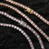 Zircon necklace pink and white zirconium inlaid tennis necklace