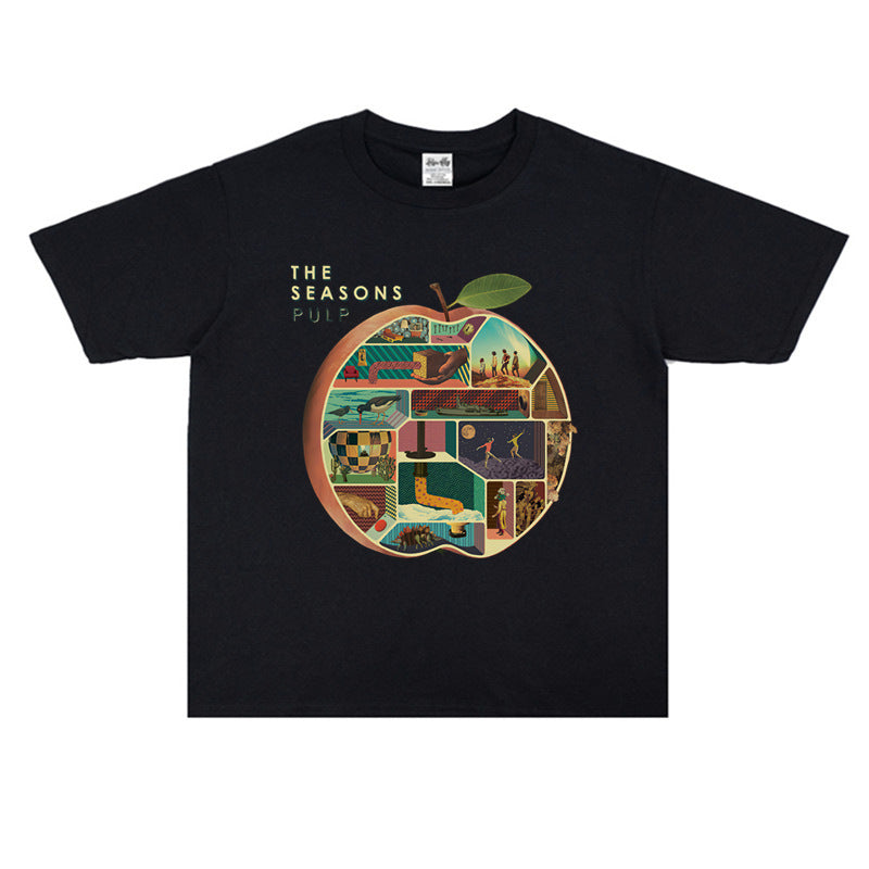 Rock Star T Shirt Band Printed T-shirt Short Sleeve Loose Men's and Women's Cotton