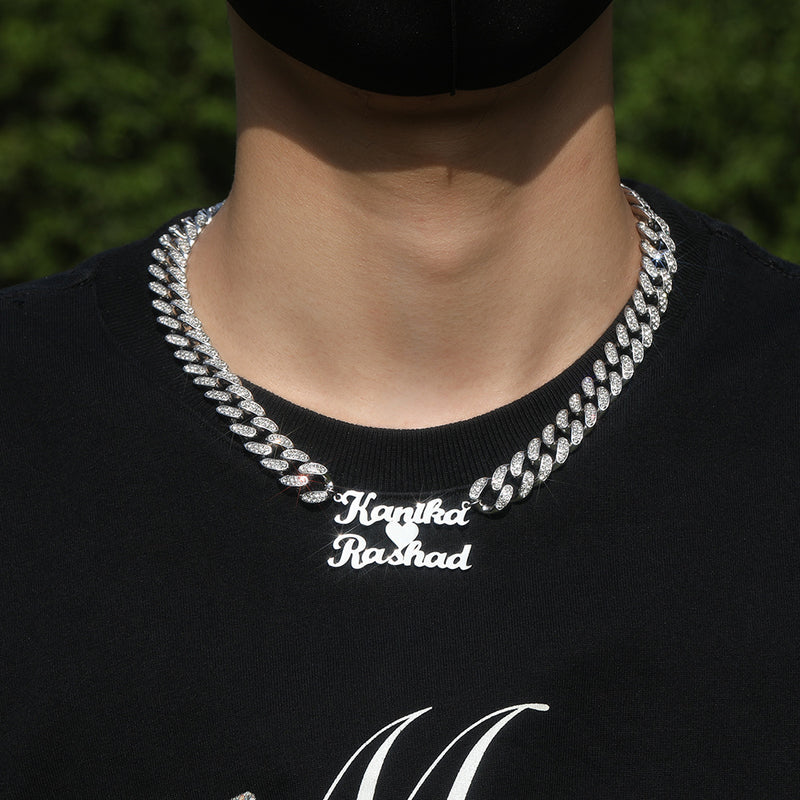 Jewelry Hip Hop Stainless Steel Diamond Pendant Letter Cuban Necklace Customized Word Up