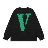 Vlone Sweatshirts Autumn and Winter Green Big V Letter Crew Neck