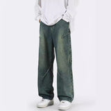 Unisex Jeans Retro Blue Wide Leg Jeans Men's Loose Straight Pants