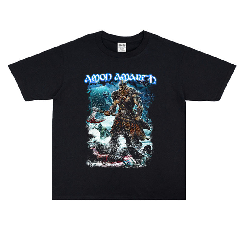 Rock Star T Shirt Amon Amarth Printed T-shirt Short Sleeve Loose Fashion Brand Cotton