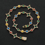 Zircon necklace mixed color zircon single row chain