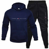 Tommy T Hoodie Fall Winter Men Fleece-Lined Hoodie Suit Printing Solid Color Hoodie Sports
