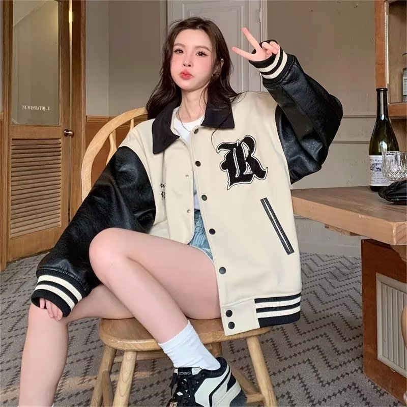 Unisex Baseball Jersey Embroidered Baseball Jacket Autumn Winter Vintage Loose Jacket