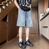 Unisex Jeans Star Pattern Denim Shorts Summer Loose