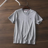 Tommy T Shirts Tommy Men's V-Collar Short Sleeve Coat T-shirt Embroidered V-neck