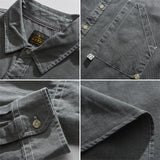 Men Long-Sleeved Shirt Spring Long Sleeve Denim Cargo Pants Shirt Men Loose