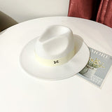 Walter White Fedora All-Match Big Flat Brim Witch Woolen Hat Felt Top Hat Men and Women Autumn and Winter