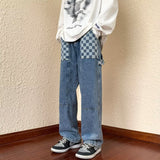 Unisex Jeans American Splicing Jeans Loose Straight