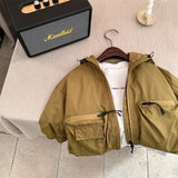 Boy Jacket Boys and Girls Color Shell Jacket Big Workwear with Pocket Baby Hoodie