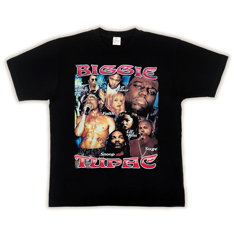 Hip Hop Rapper T Shirt T-shirt Loose plus Size Short Sleeve