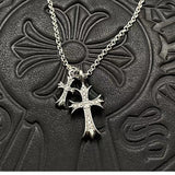 Chrome Heart Necklace Vintage Double Cross Ornament
