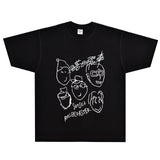 Rock Star T Shirt Sunset Speed Band T-shirt Rock American Small Neckline Cartoon Dizzy Street Loose Printed Trendy Men's Short Sleeve