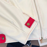 Unisex Baseball Jersey Vintage PU Leather Bike Slim Jacket