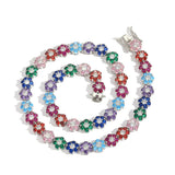 Zircon necklace Colorful flower-shaped zircon tennis necklace