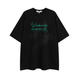 After Prom Shirt Summer American High Street T-shirt Male Letter Printed Loose round Neck Short Sleeve