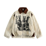 Unisex Baseball Jersey Vintage Doberman Print Lapel Baseball Uniform