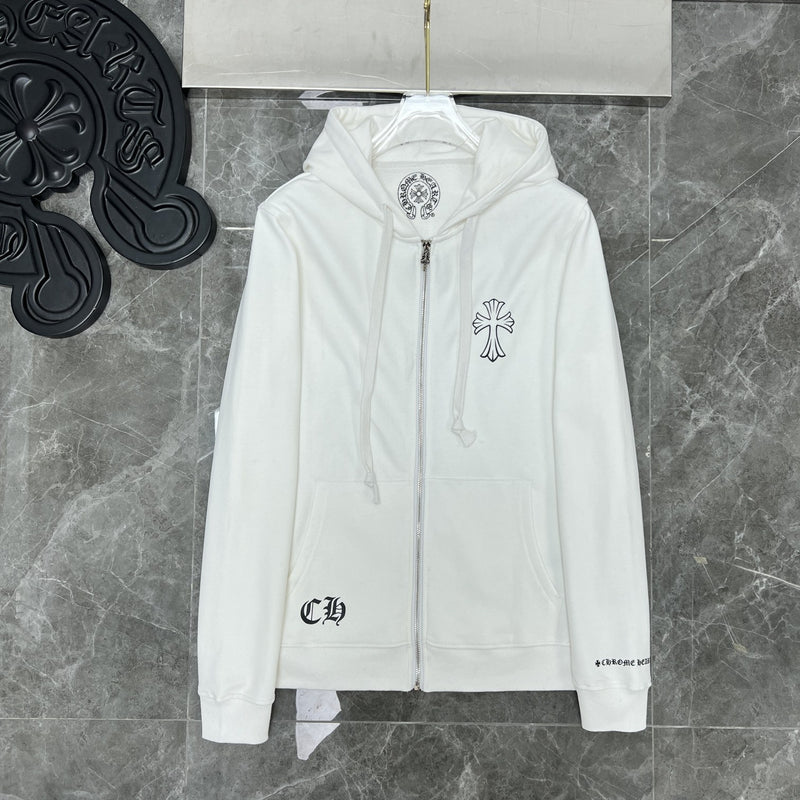 CHH Chrome Heart Hoodie Overlap Phantom Cross Zip Sweater Couple