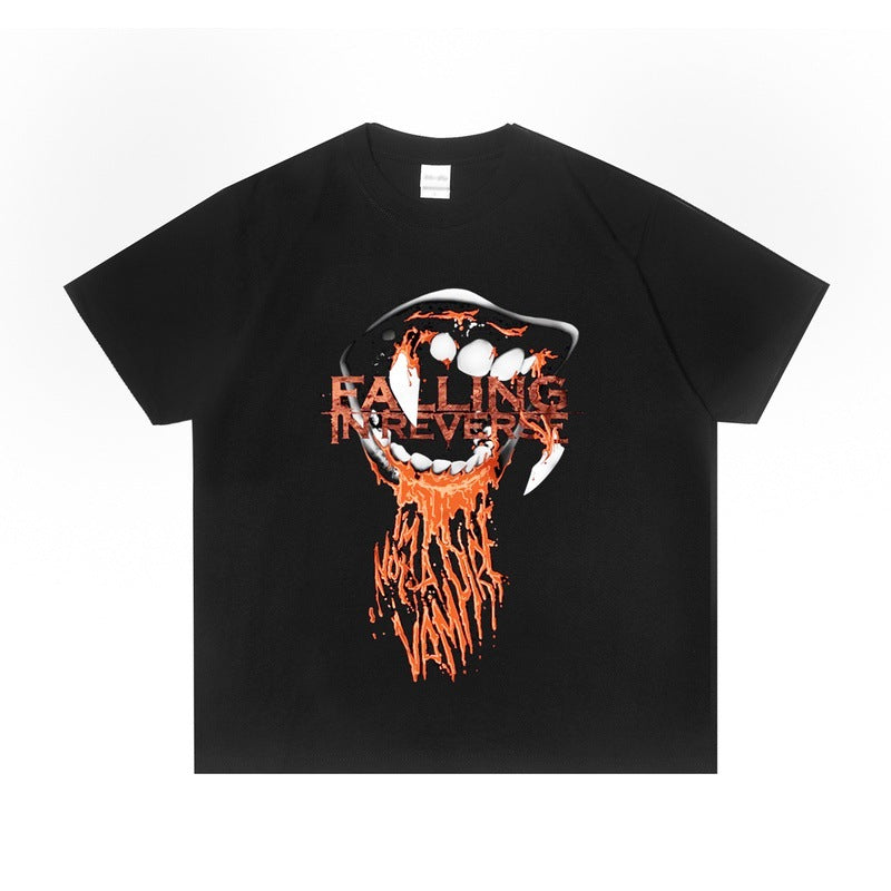 Rock Star T Shirt Printed T-shirt Short Sleeve round Neck Men and Women