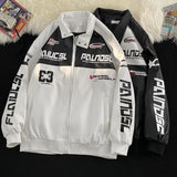Unisex Baseball Jersey oversize motorcycle racing suit baseball jacket loose PU leather jacket