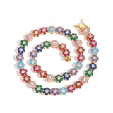 Zircon necklace Colorful flower-shaped zircon tennis necklace